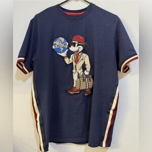 MAKOBI Mens VTG Mickey Mouse T Shirt Sz M The World Is Mine W/Rhinestones - Blue